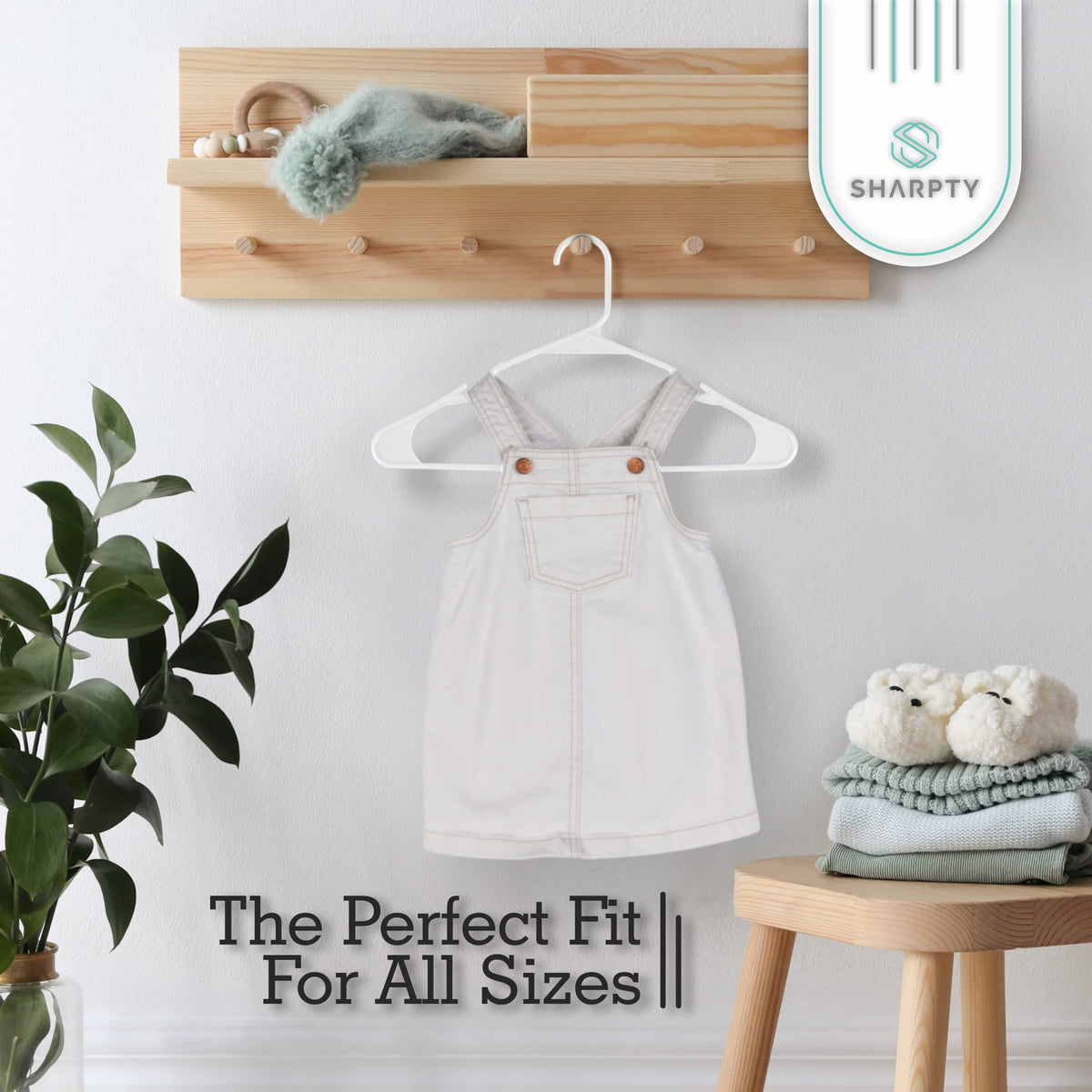 Sharpty plastic hanger with fabric-friendly finish preserves clothes’ look and feel.