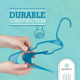 Slim-profile Sharpty hangers maximize closet space for easy daily outfit selection.