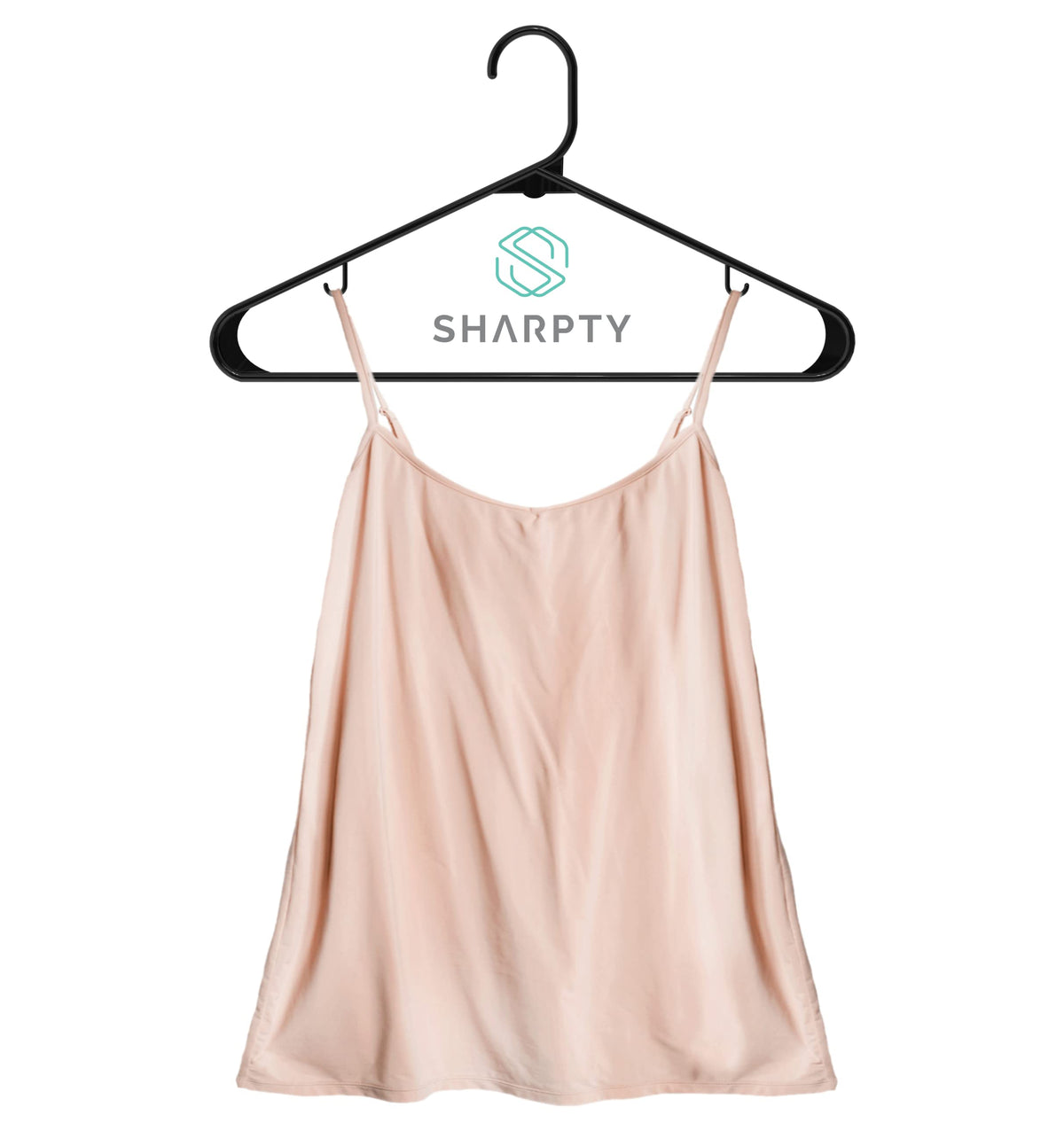 Sharpty smooth surface hanger in black prevents fabric snagging