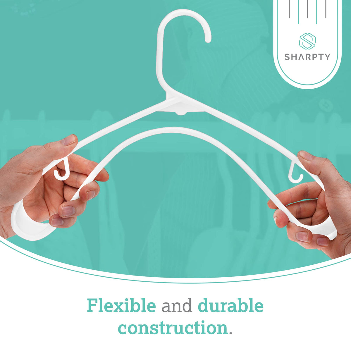 Space-saving design of Sharpty hangers helps maximize closet room
