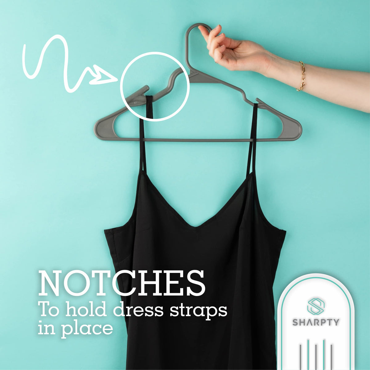 Sharpty slim-profile hanger saves closet space for your wardrobe