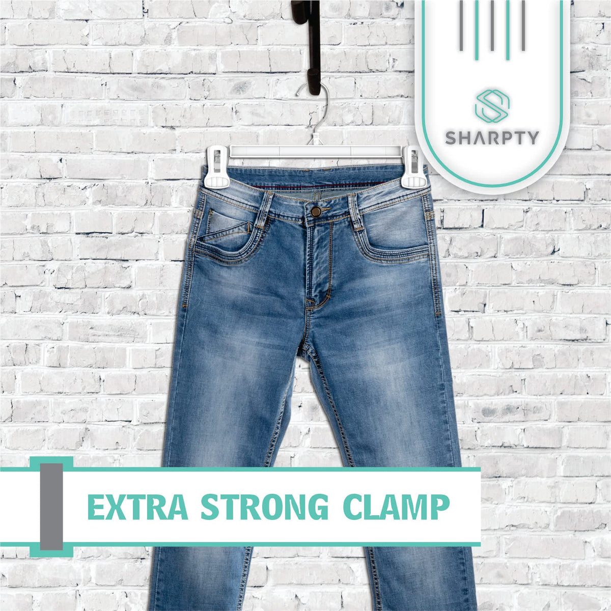 Sharpty space saving hangers hold jeans and coats without warping.