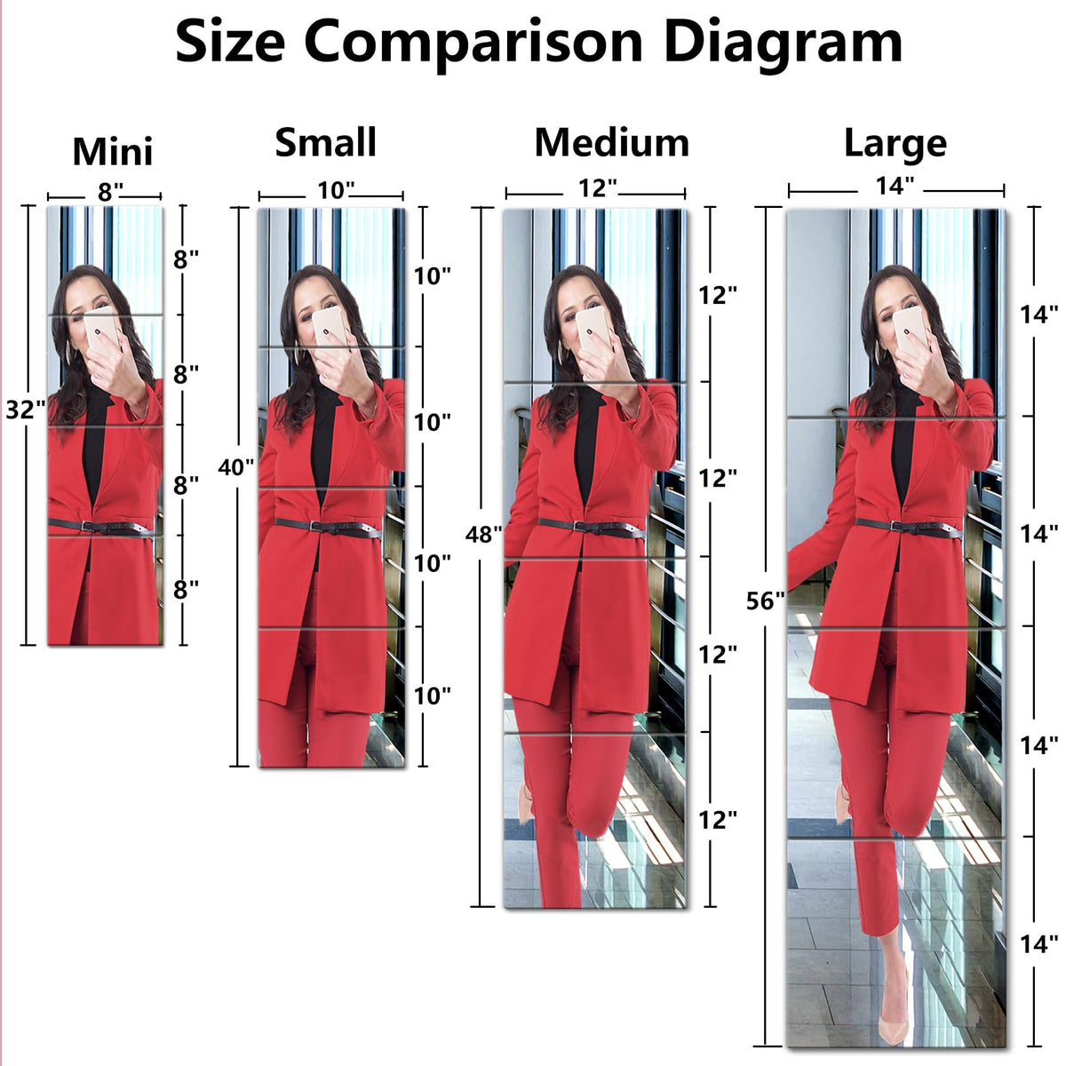 SHATTER MIRROS pack of four panels totaling 48 inches wide.