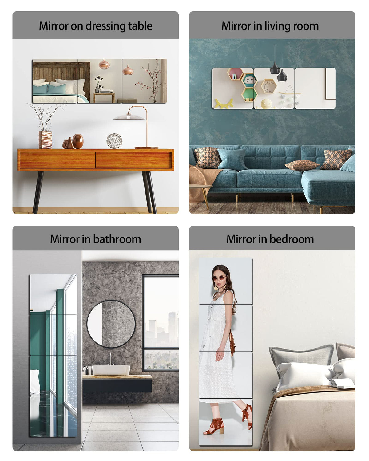 SHATTER MIRROS no-drill installation keeps walls intact and clean.