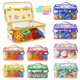 Shcsdr eight-pack clear toy storage bags with labels for easy organization