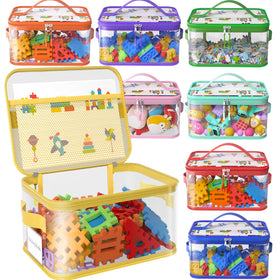 Shcsdr 8-pack extra-large clear toy storage bags with zippered labels keep toys neatly organized.
