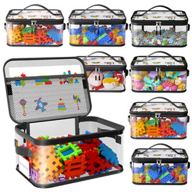 Shcsdr 8 pack toy storage bags with labels for organized playroom storage