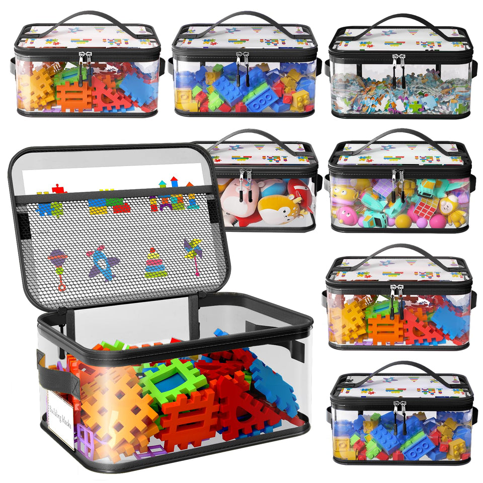 Shcsdr 8 pack toy storage bags with labels for organized playroom storage