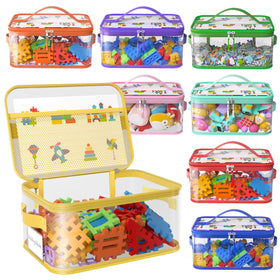 Shcsdr 8-pack toy storage bags with labels keep blocks neatly organized.