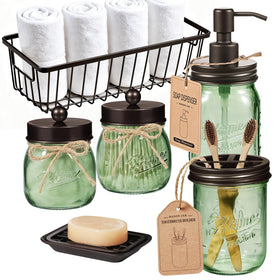 SheeChung green mason jar soap dispenser with leak proof pump for daily use