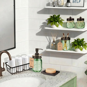 SheeChung green mason jar toothbrush holder keeps counters tidy and brushes accessible