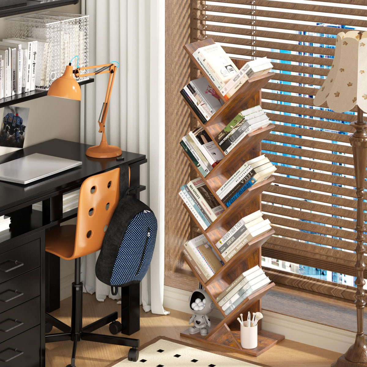 SHEEPAM 10-tier tree book shelf assembly instructions and tools