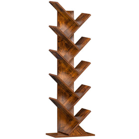 SHEEPAM 10-tier tree book shelf front view with ample storage for books