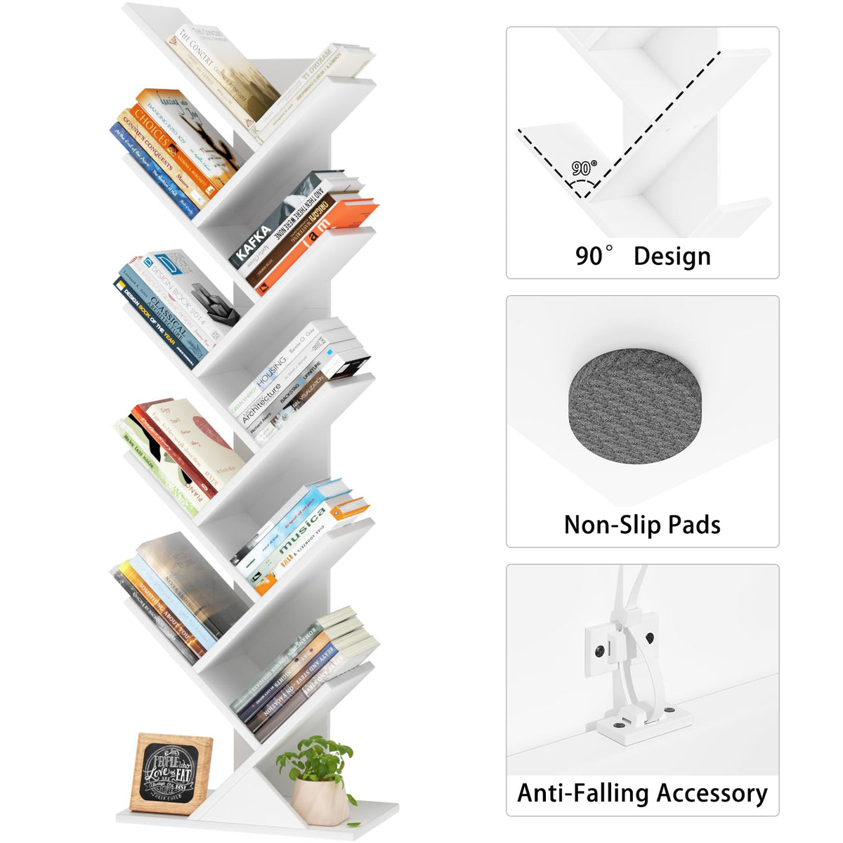 SHEEPAM floor-standing shelf suits living rooms and home offices.