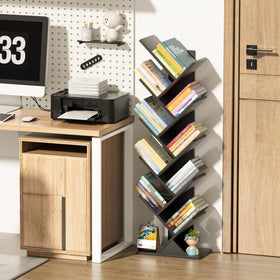 SHEEPAM tree bookcase in black finish fits a narrow space corner