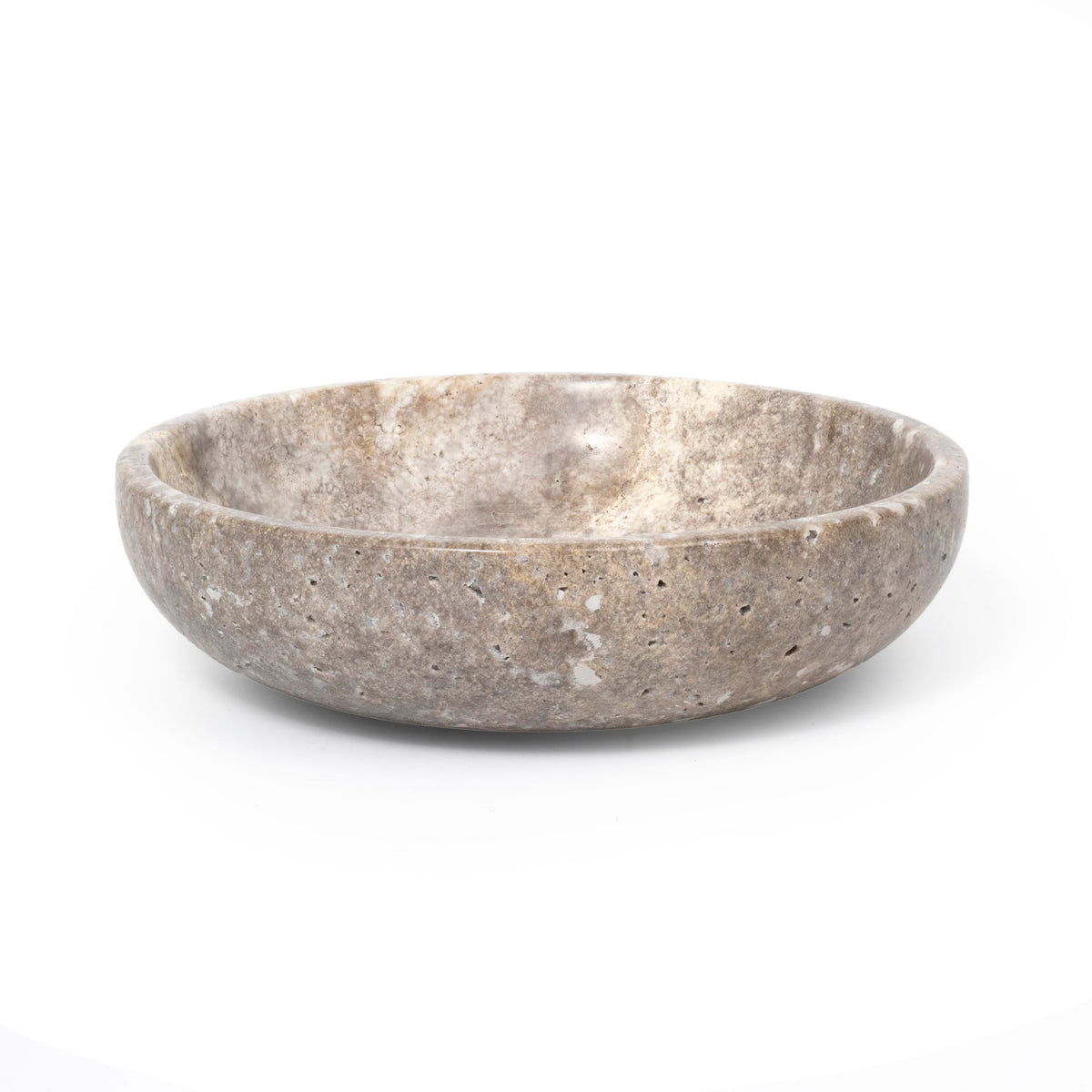 Shelf & Nook travertine bowl in white as an entryway tray for keys