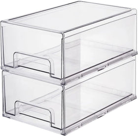 ShelfShaper clear drawer bin for pantry organization and easy item visibility.