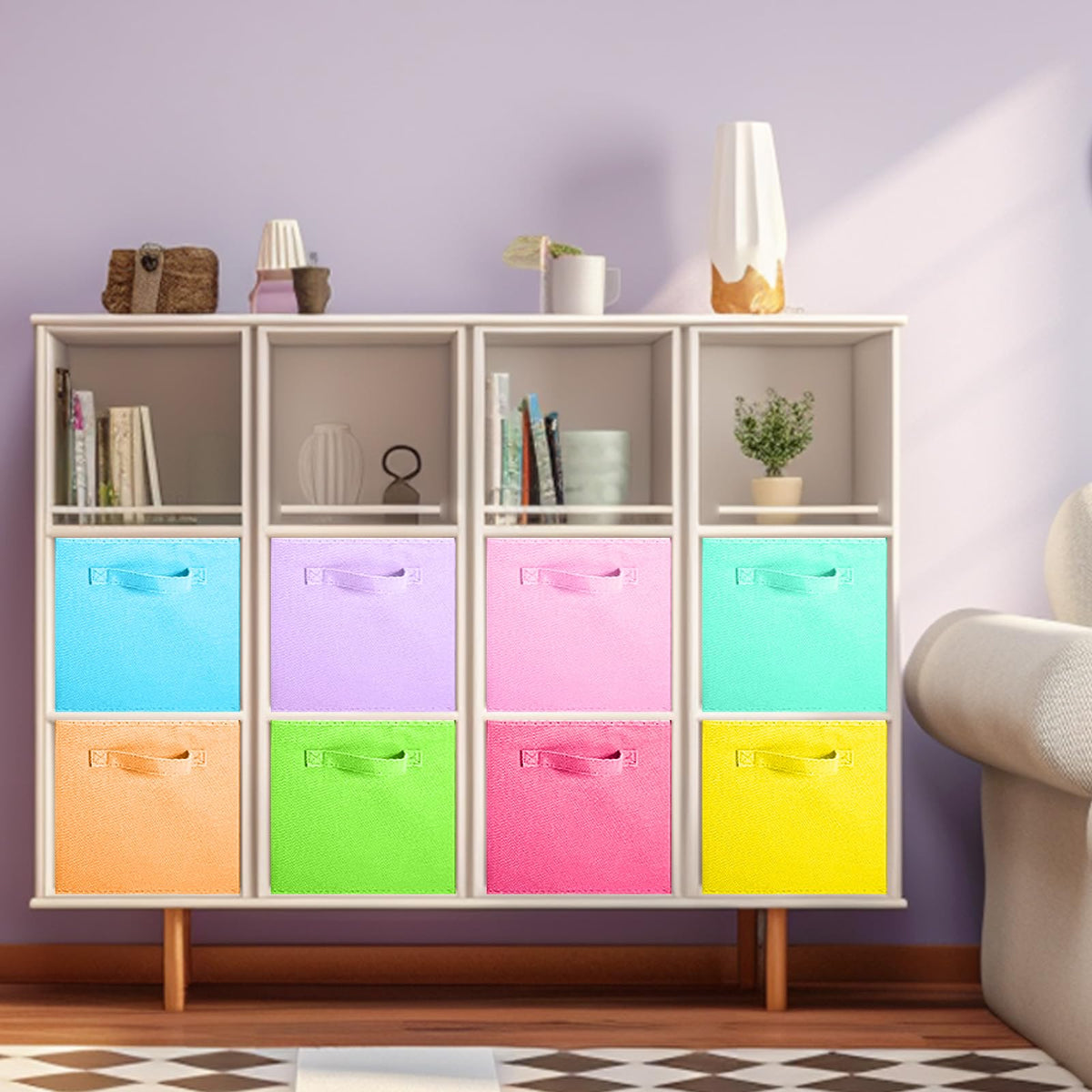 ShellKingdom cloth storage bin in closet keeps clothes neatly organized
