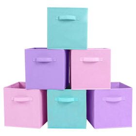 ShellKingdom foldable storage bin in lavender keeps clothes organized on a shelf.