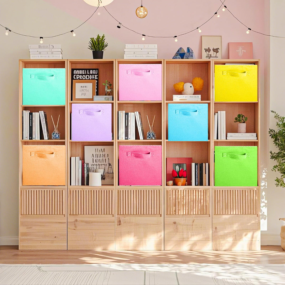 ShellKingdom storage cubes on a shelf showcase colorful organization
