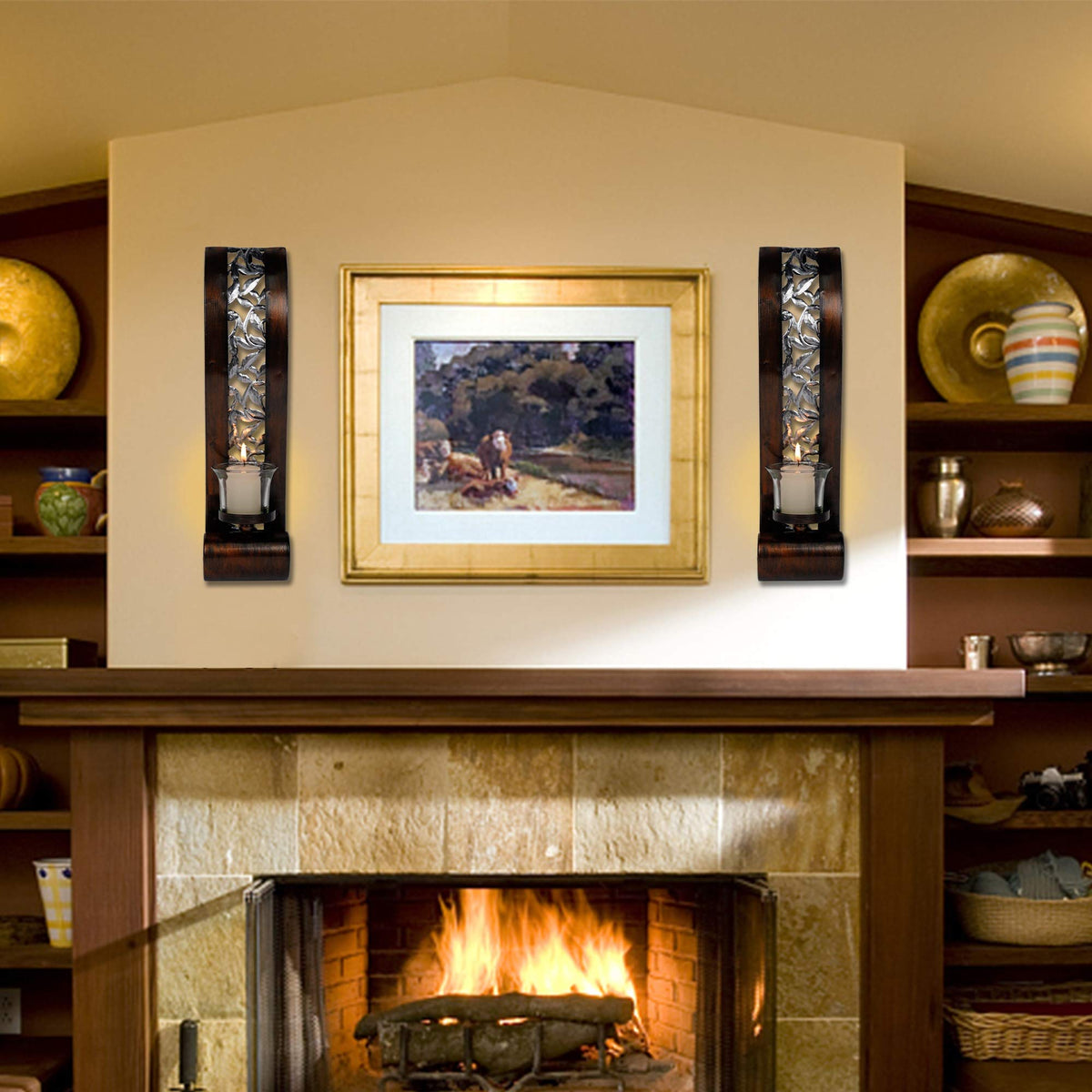 Shelving Solution antique bronze finish wall sconce enhances classic décor