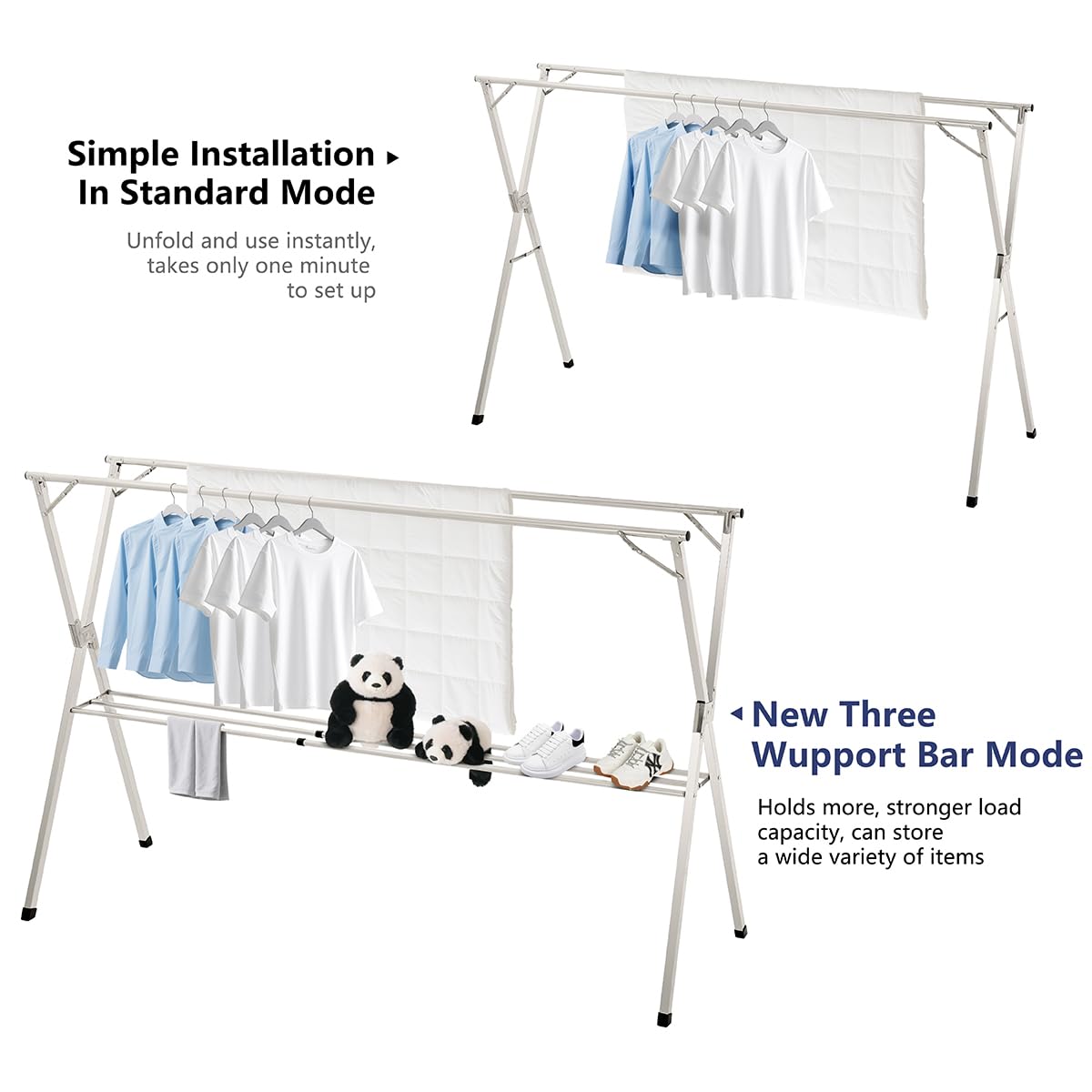 SHENGSHI folded drying rack compact storage in a closet or cabinet