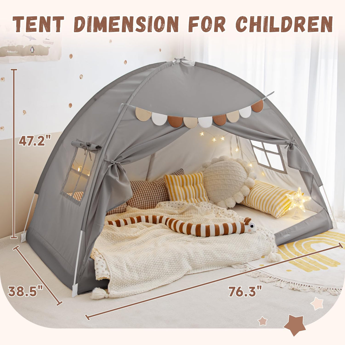 Sherilyn Bed Tent sturdy fiberglass poles ensure lasting stability during bedtime adventures