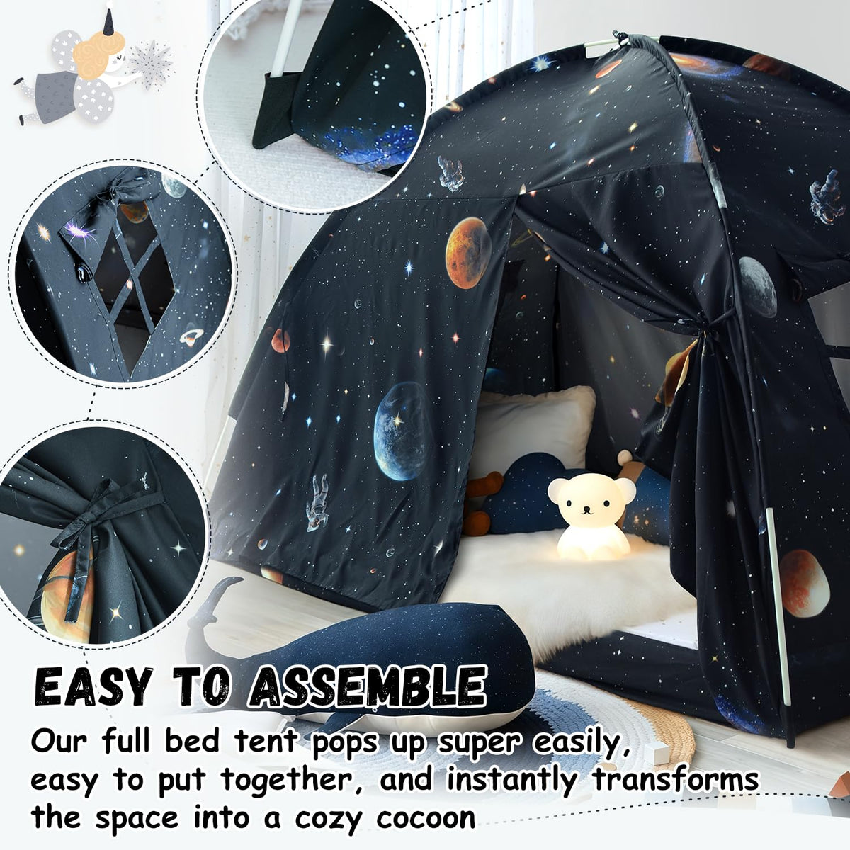 Sherilyn Galaxy Tent doubles as a floor tent for playtime or sleep.