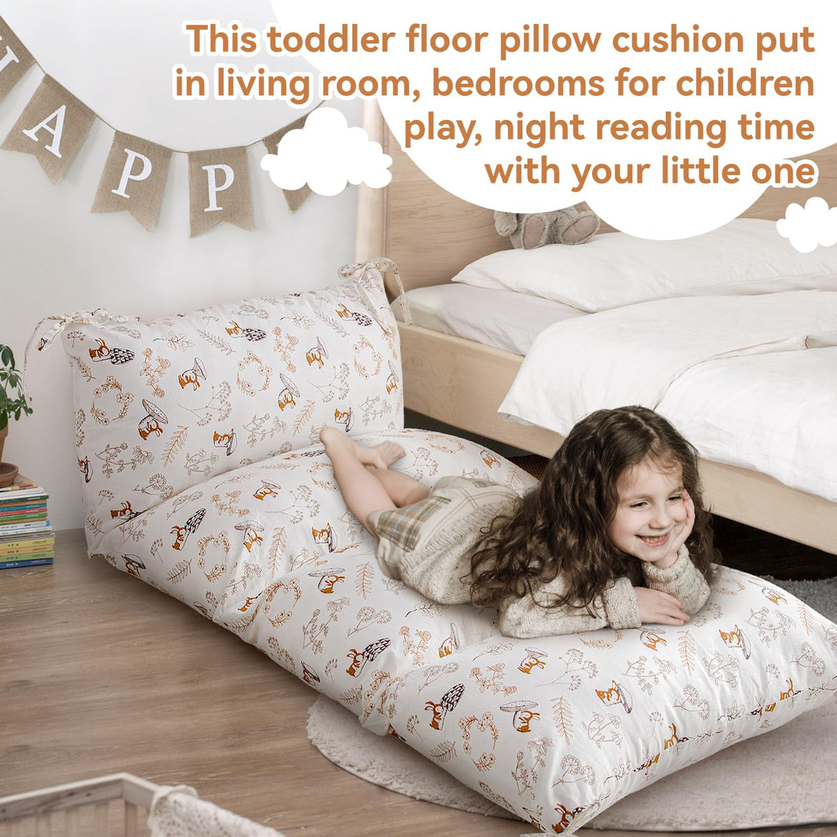 Sherilyn kids bed floor pillow supports lounging in bedrooms and playrooms
