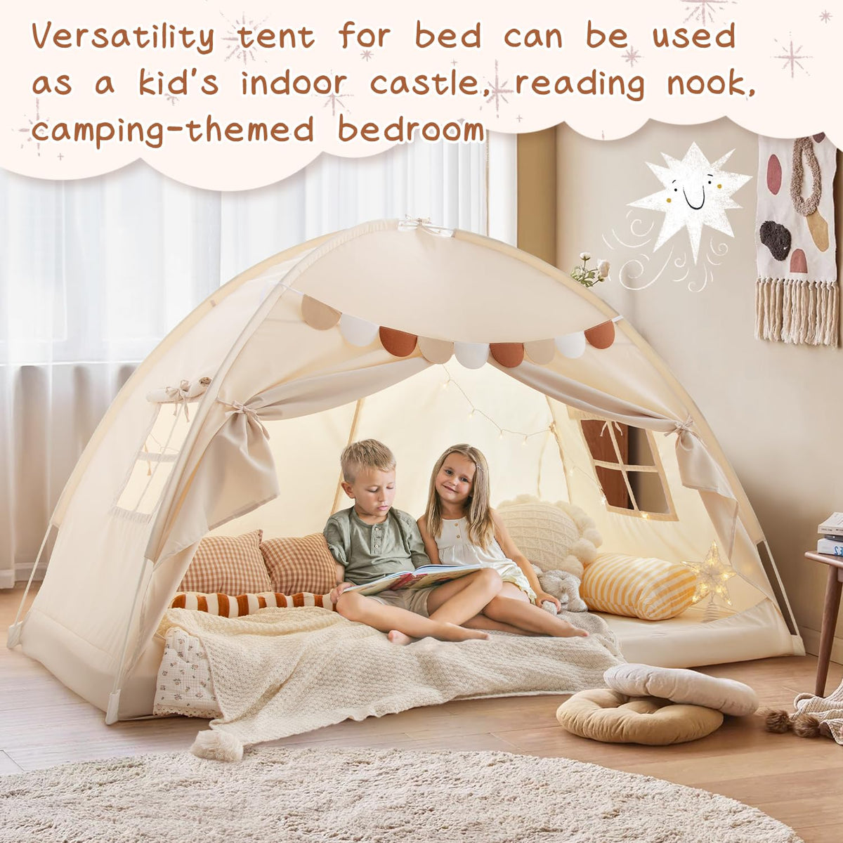 Sherilyn camping themed room with canopy tent sparks imagination.