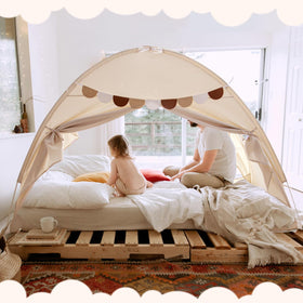 Sherilyn twin bed canopy tent windows for ventilation and fresh airflow.