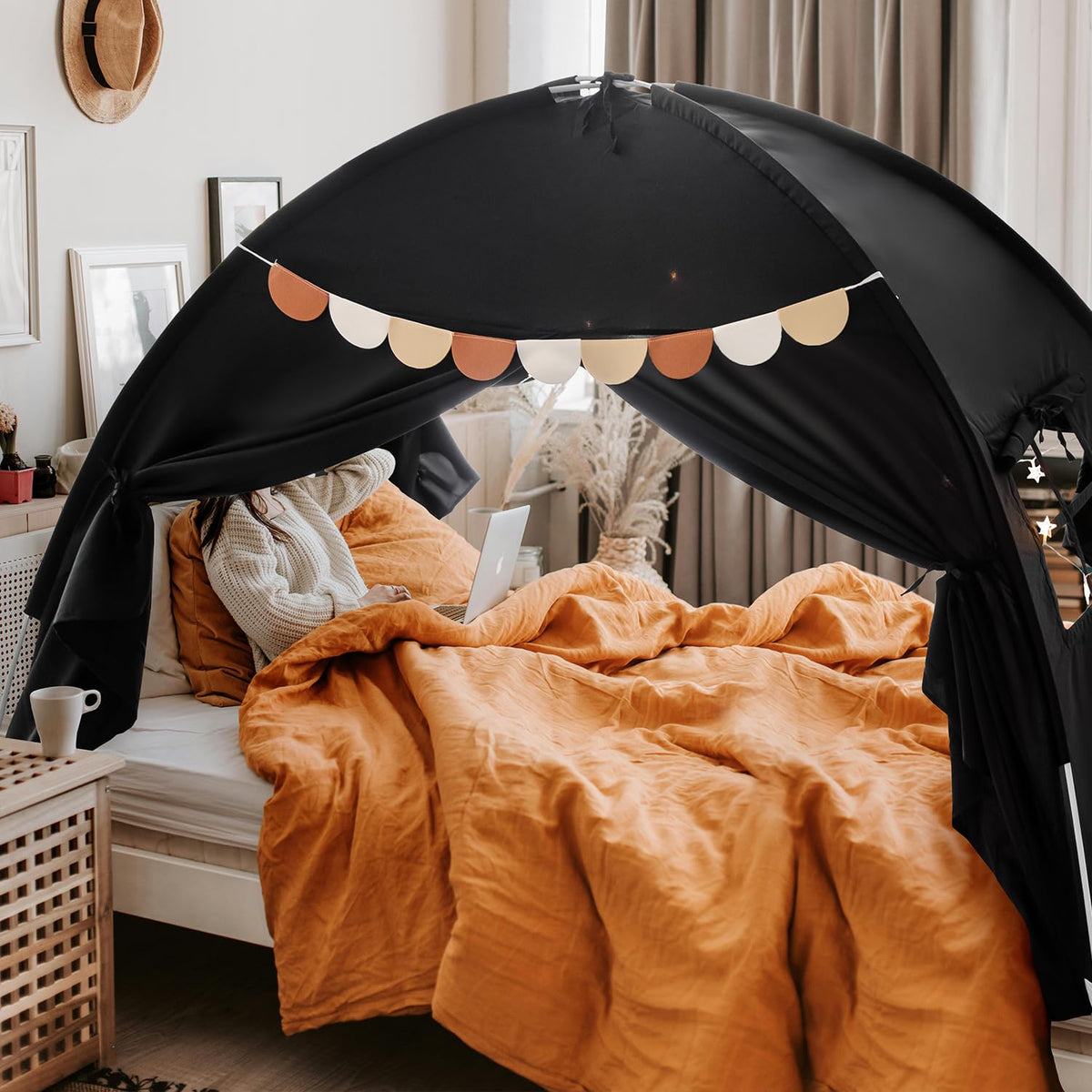Sherilyn twin bed canopy with two doors and two windows for easy access.