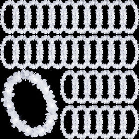 Sherr LED Hawaiian leis white pack glows for outdoor parties