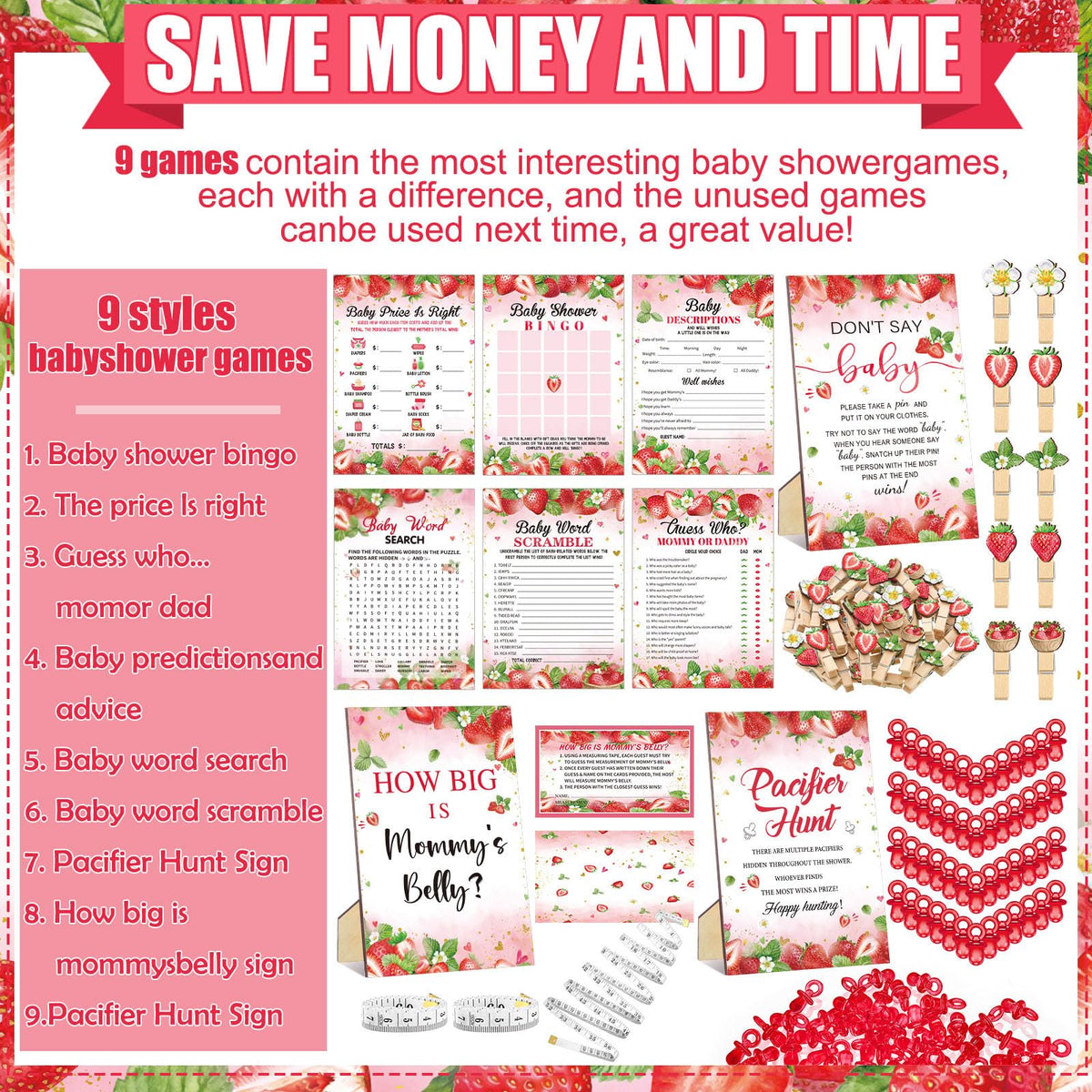 Sherr don't say baby sign image showcasing a classic party game to keep guests engaged.