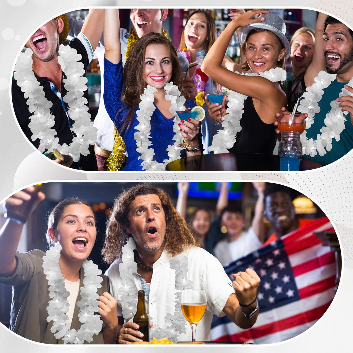 Sherr light-up lei necklace measures 40 inches for versatile wear