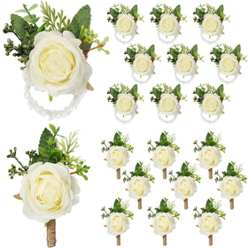 Sherr rose wrist corsage in white for elegant wedding styling
