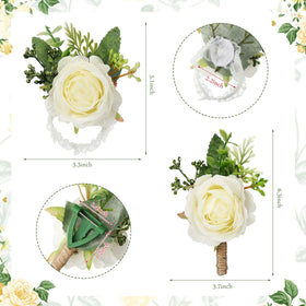 Sherr wedding decor with corsages and boutonnieres in white