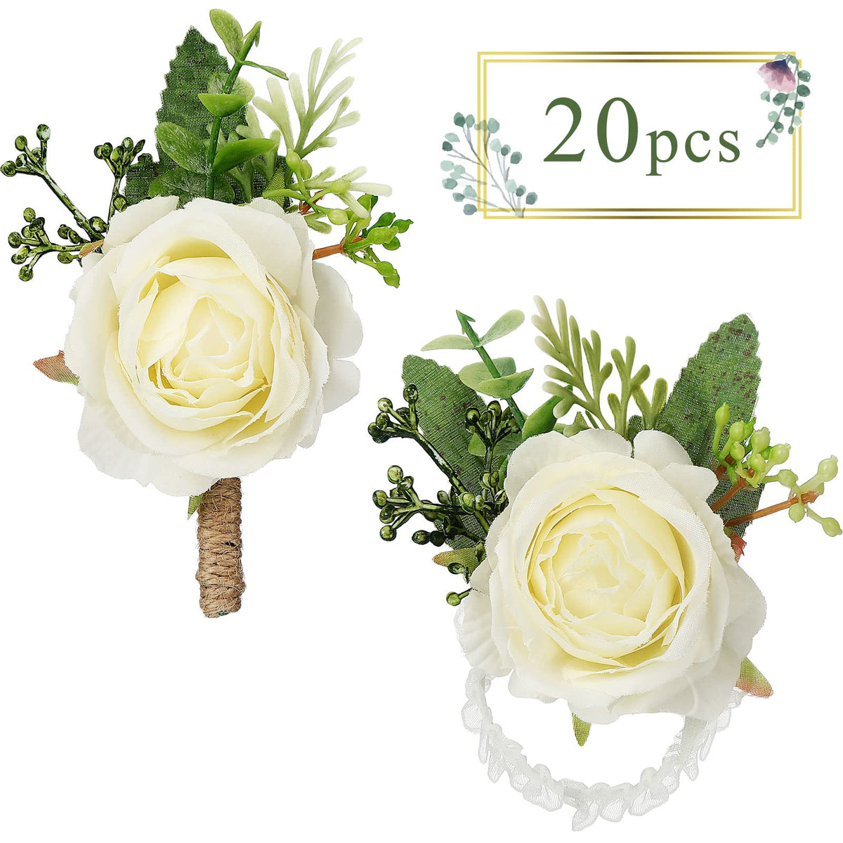 Sherr white boutonniere with rose for coordinated groom look