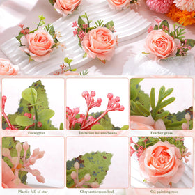Sherr pink wrist corsage set for a coordinated wedding look