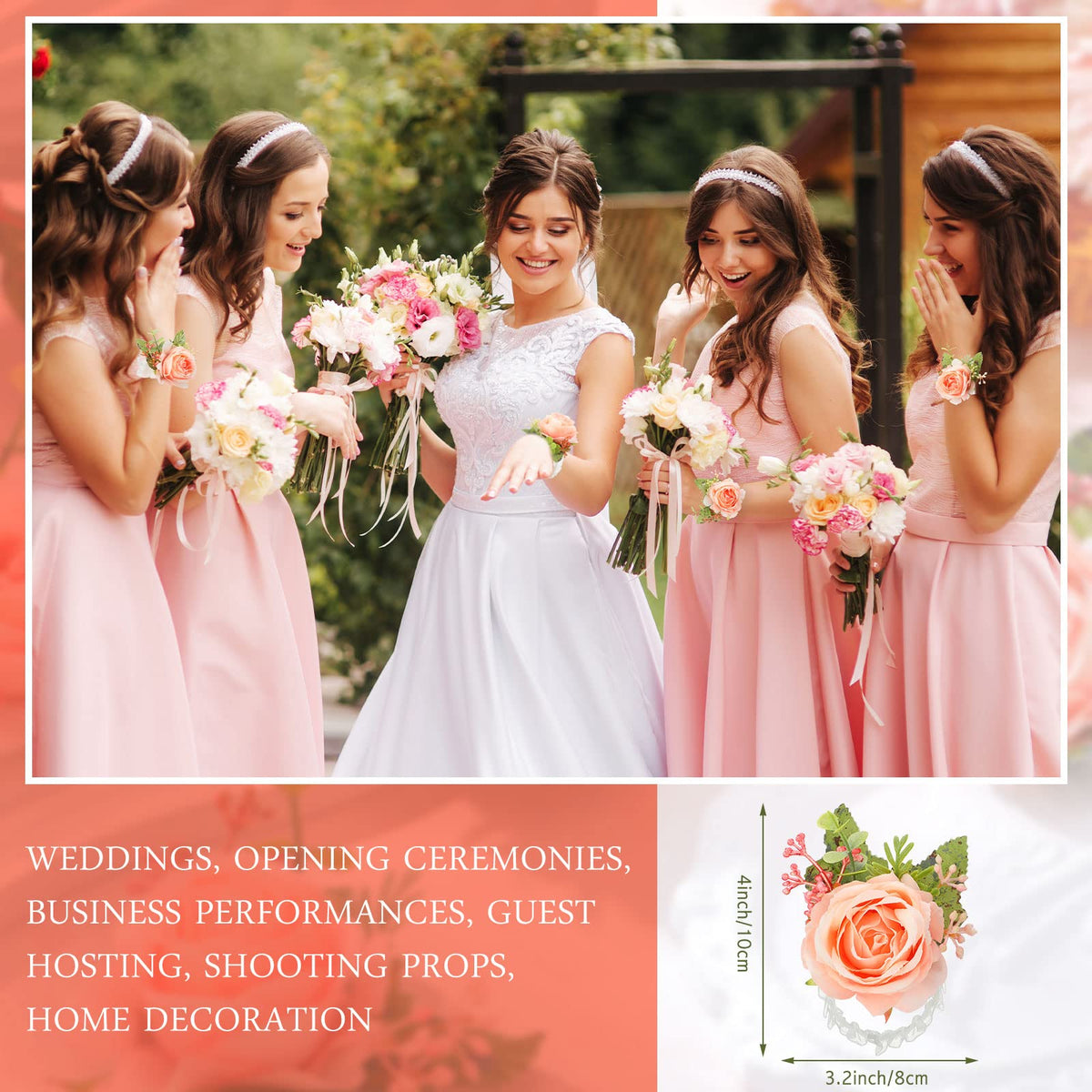Sherr wedding corsage for guests with waterproof silk and vibrant color