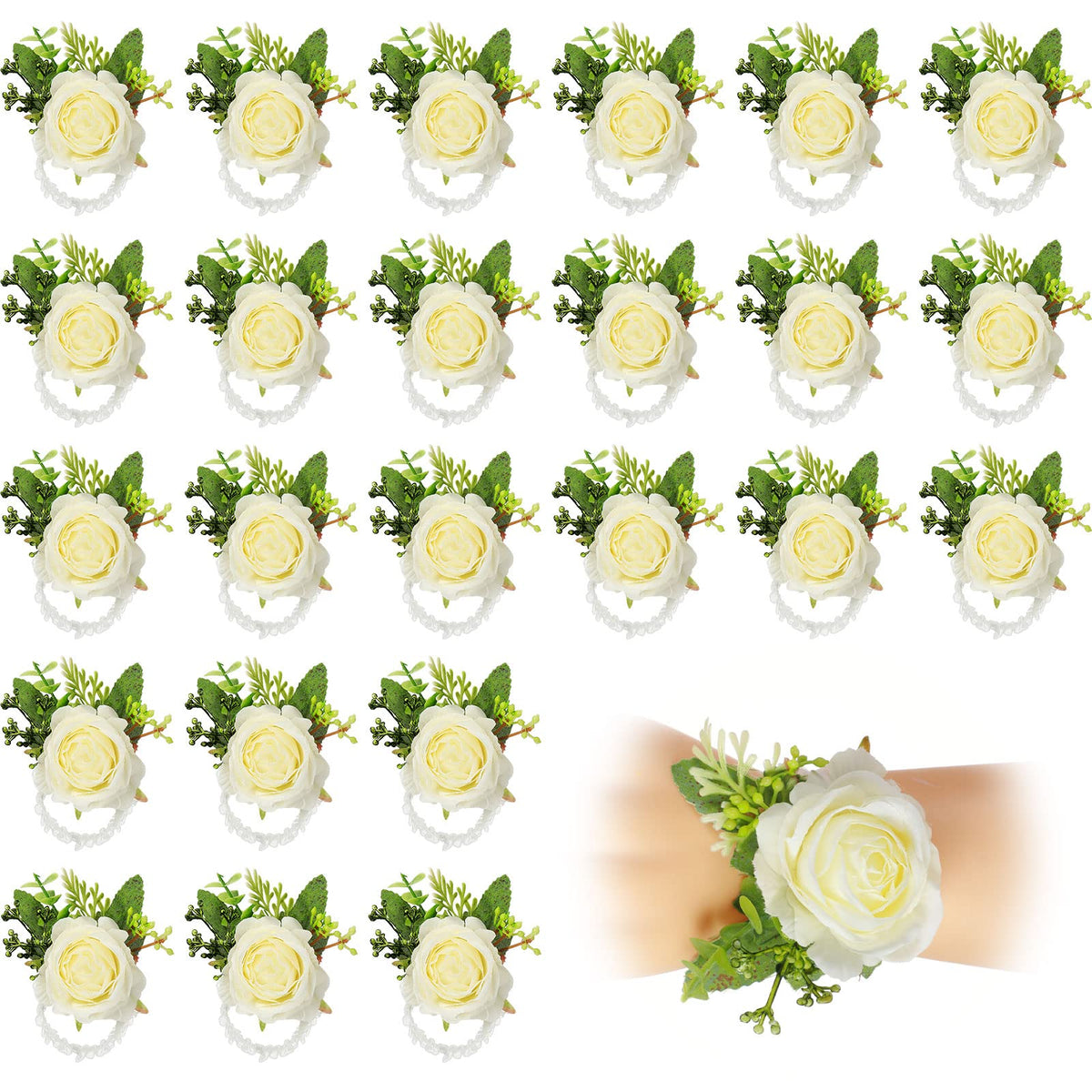 Sherr wrist corsage white flower pack for elegant bridal party coordination