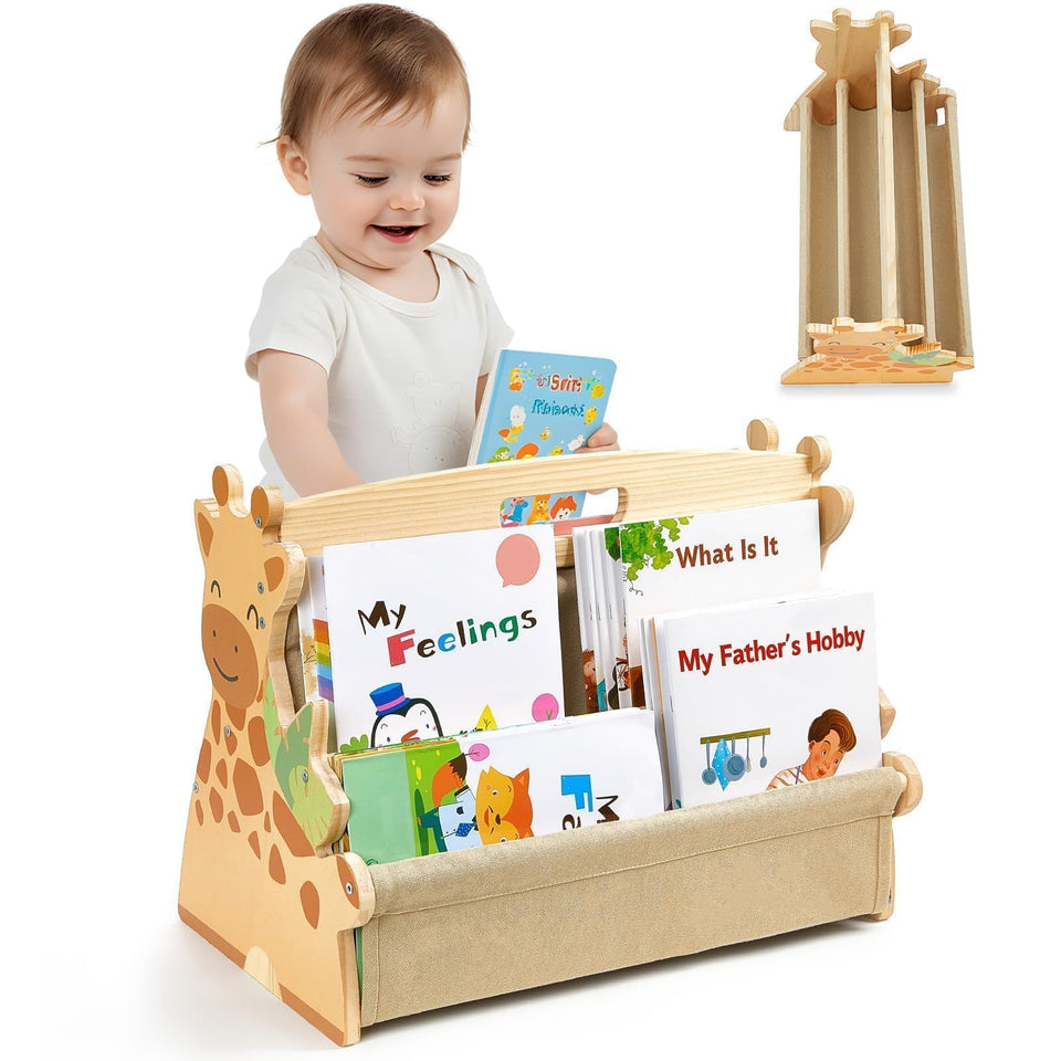 SheSeek Toddler Bookshelf with double-sided display for easy access to books