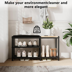 SHGJYANDF shoe bench side view highlighting compact storage for foyers
