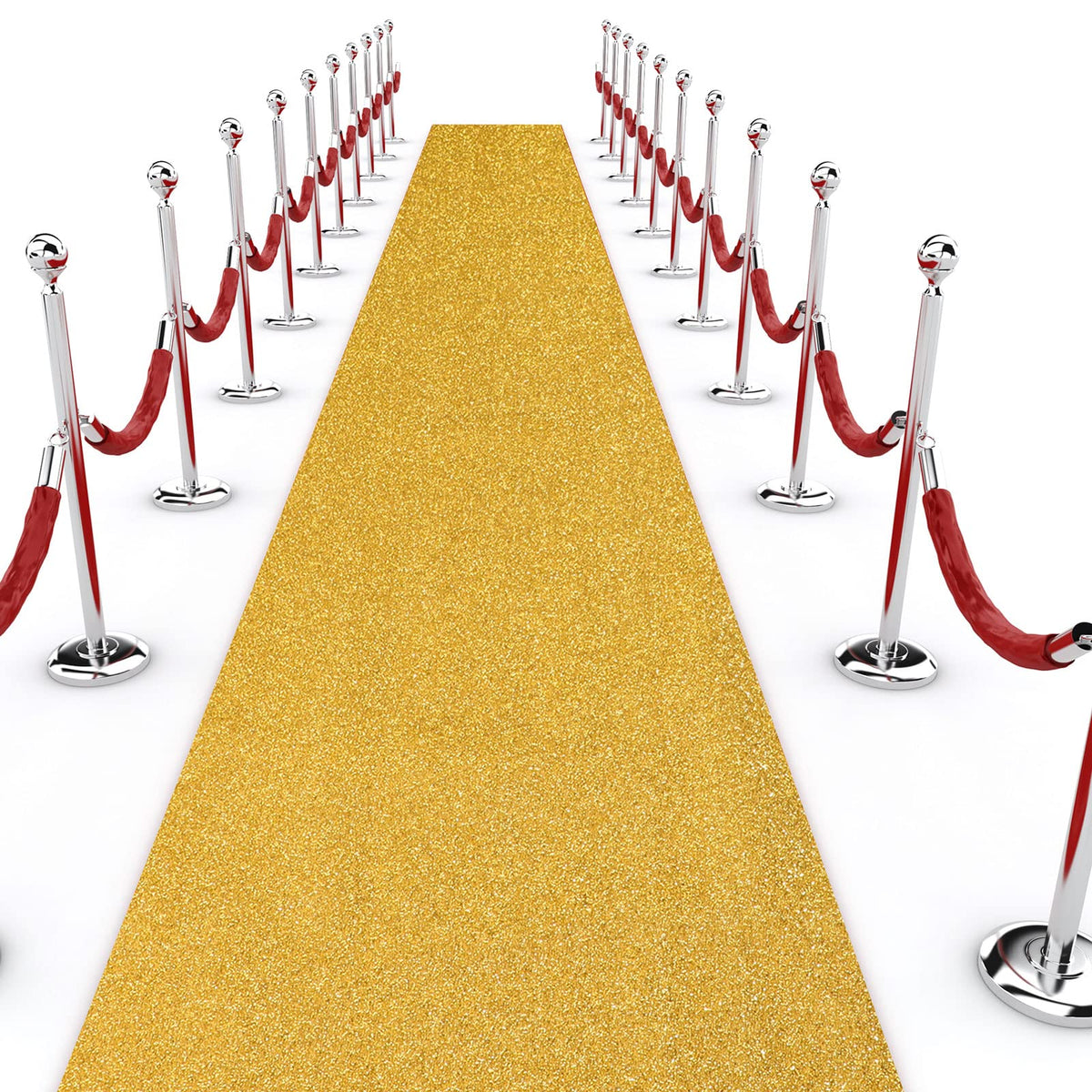Shihanee sequin aisle runner in gold for a glamorous ceremony backdrop