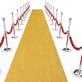 Shihanee sequin aisle runner in gold for a glamorous ceremony backdrop