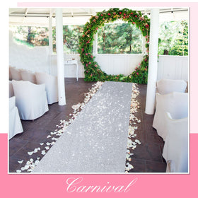 Shihanee Sequin Aisle Runner close-up shows sparkle under sunlight for photos