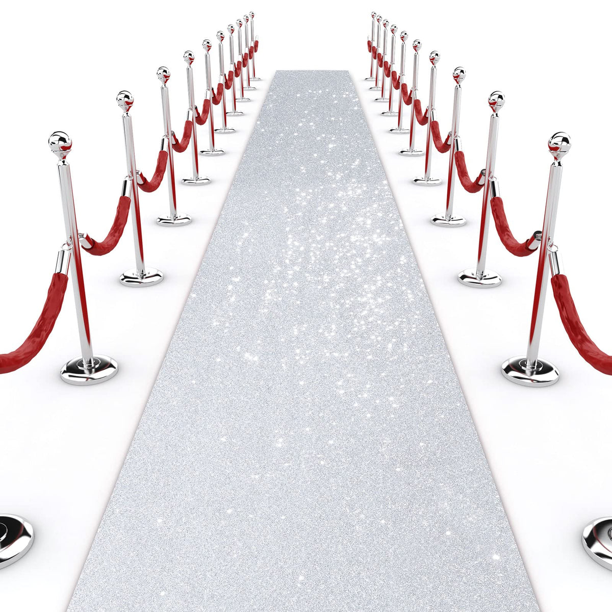 Shihanee Sequin Aisle Runner in silver glitter for weddings