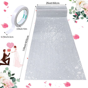 Shihanee wedding ceremony aisle setup with a long silver runner