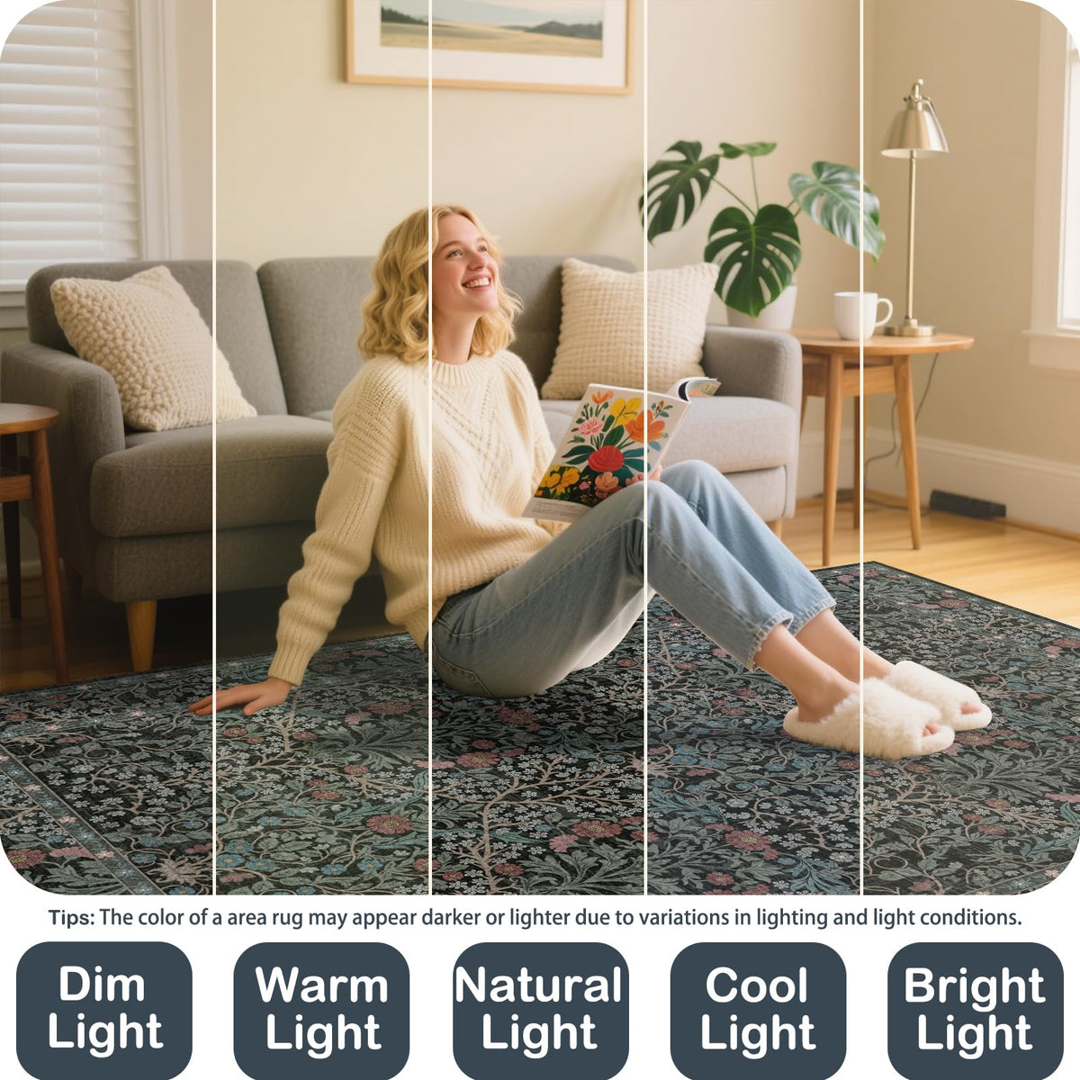 Shinefly easy-care machine-washable rug simplifies laundry after busy days.
