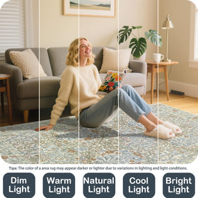 Shinefly Vintage Beige Blue Rug ships folded with care for safe transport.